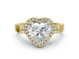 Yellow gold Heart Halo Pave Split Shank Prong Setting Ring_45
