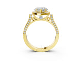 Yellow gold Heart Halo Pave Split Shank Prong Setting Ring_48