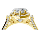 Yellow gold Heart Halo Pave Split Shank Prong Setting Ring_49