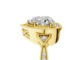 Yellow gold Heart Halo Round Diamond Milgrain Pave Engagement Ring_14