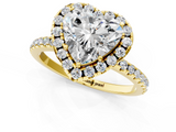 Yellow gold Heart Halo Round Diamond Pavé Band Four-Prong Ring_4