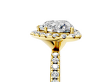 Yellow gold Heart Halo Round Diamond Pavé Band Four-Prong Ring_8