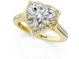 Yellow gold Heart Halo Round Diamond Pave Band with Four-Prong Setting_38