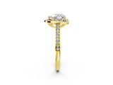 Yellow gold Heart Halo Round Diamond Pave Band with Four-Prong Setting_39