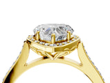 Yellow gold Heart Halo Round Diamond Pave Band with Four-Prong Setting_41