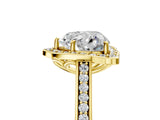 Yellow gold Heart Halo Round Diamond Pave Band with Four-Prong Setting_42