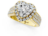 Yellow gold Heart Halo Round Diamond Pave Band with Prong Setting 1