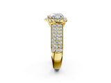 Yellow gold Heart Halo Round Diamond Pave Band with Prong Setting 2