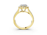 Yellow gold Heart Halo Round Diamond Pave Band with Prong Setting 3