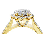 Yellow gold Heart Halo Round Diamond Pave Band with Prong Setting 4