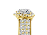 Yellow gold Heart Halo Round Diamond Pave Band with Prong Setting 5