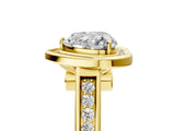 Yellow gold Heart Halo Solitaire Diamond Ring with Pave Band and Bezel Setting_54