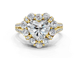 Yellow gold Heart Halo Split Shank Diamond Engagement Ring with Pave Band and Four-Prong Setting_54