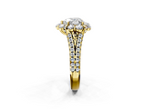 Yellow gold Heart Halo Split Shank Diamond Engagement Ring with Pave Band and Four-Prong Setting_56