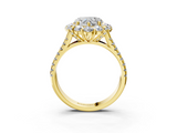 Yellow gold Heart Halo Split Shank Diamond Engagement Ring with Pave Band and Four-Prong Setting_57