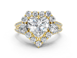 Yellow gold Heart Halo Split Shank Diamond Engagement Ring with Prong Setting_20