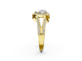 Yellow gold Heart Halo Split Shank Diamond Ring with Four-Prong Setting_38