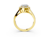 Yellow gold Heart Halo Split Shank Diamond Ring with Four-Prong Setting_39