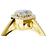 Yellow gold Heart Halo Split Shank Diamond Ring with Four-Prong Setting_40
