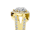 Yellow gold Heart Halo Split Shank Diamond Ring with Four-Prong Setting_41