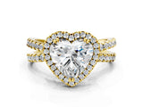 Yellow gold Heart Halo Split Shank Diamond Ring with Pavé Setting_26