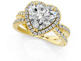 Yellow gold Heart Halo Split Shank Diamond Ring with Pavé Setting_27
