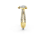 Yellow gold Heart Halo Split Shank Diamond Ring with Pavé Setting_28