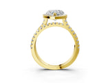 Yellow gold Heart Halo Split Shank Diamond Ring with Pavé Setting_29