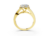 Yellow gold Heart Halo Split Shank Diamond Ring with Prong Setting_23