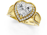 Yellow gold Heart Halo Split Shank Milgrain Diamond Ring_19