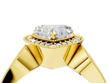 Yellow gold Heart Halo Split Shank Milgrain Diamond Ring_22