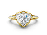 Yellow gold Heart Halo Split Shank Pave Diamond Ring with Petal Prong Setting_19