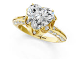 Yellow gold Heart Halo Split Shank Pave Diamond Ring with Petal Prong Setting_20