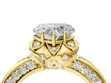Yellow gold Heart Halo Split Shank Pave Diamond Ring with Petal Prong Setting_23
