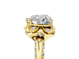 Yellow gold Heart Halo Split Shank Pave Diamond Ring with Petal Prong Setting_24