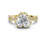 Yellow gold Heart Halo Twist Band Solitaire Ring with Six-Prong Setting_37