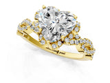 Yellow gold Heart Halo Twist Band Solitaire Ring with Six-Prong Setting_38
