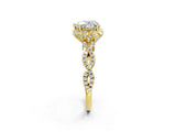 Yellow gold Heart Halo Twist Band Solitaire Ring with Six-Prong Setting_39