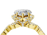 Yellow gold Heart Halo Twist Band Solitaire Ring with Six-Prong Setting_41