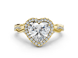 Yellow gold Heart Halo Twist Band Solitaire Ring_20