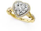 Yellow gold Heart Halo Twist Band Solitaire Ring_21