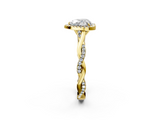 Yellow gold Heart Halo Twist Band Solitaire Ring_22
