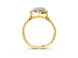 Yellow gold Heart Halo Twisted Band Four-Prong Diamond Ring_23