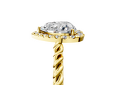 Yellow gold Heart Halo Twisted Band Four-Prong Diamond Ring_25