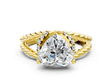 Yellow gold Heart Halo Twisted Band Four-Prong Ring_33