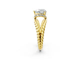 Yellow gold Heart Halo Twisted Band Four-Prong Ring_35
