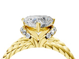 Yellow gold Heart Halo Twisted Band Four-Prong Ring_37
