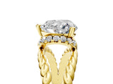 Yellow gold Heart Halo Twisted Band Four-Prong Ring_38
