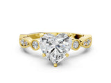 Yellow gold Heart Milgrain Bezel Diamond Engagement Ring with Solitaire Prong Setting_141