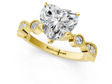 Yellow gold Heart Milgrain Bezel Diamond Engagement Ring with Solitaire Prong Setting_142